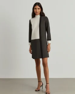 Vestido de malha color block manga comprida