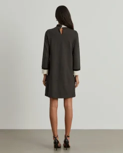 Vestido de malha color block manga comprida