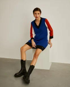 Vestido de malha colorblock