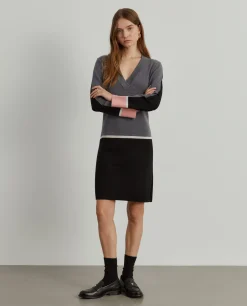 Vestido de malha curto color block