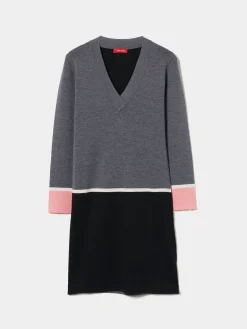 Vestido de malha curto color block