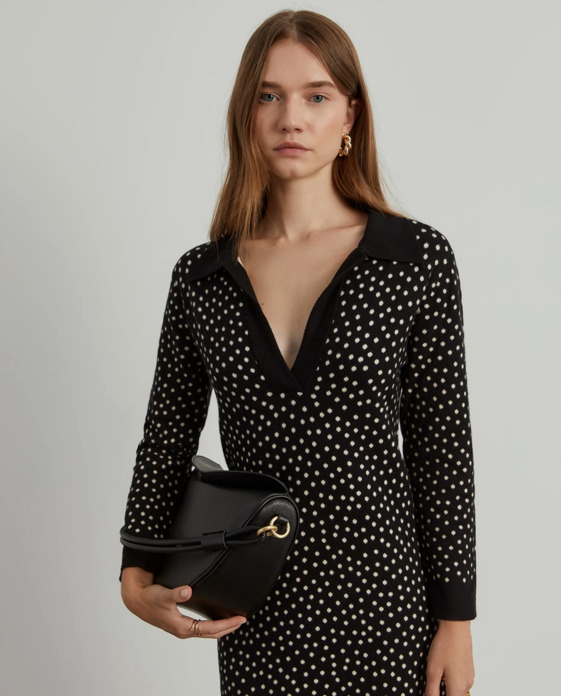 Vestido de malha polka dots
