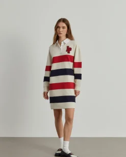 Vestido de malha às riscas