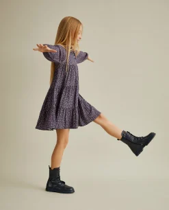 Vestido de manga comprida com padrão floral