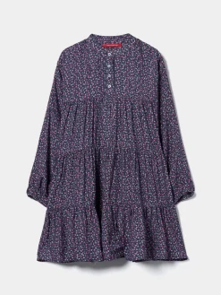 Vestido de manga comprida com padrão floral