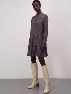 Vestido estampado com folho