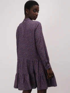 Vestido estampado com folho