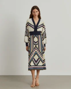 Vestido estampado manga comprida