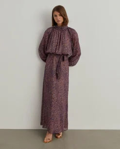 Vestido estampado mangas abalonadas