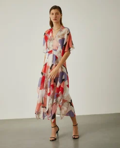 Vestido fluido com padrão abstrato