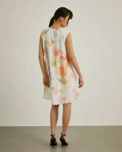 Vestido fluido com padrão tie dye