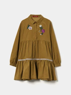 Vestido manga comprida em bombazine