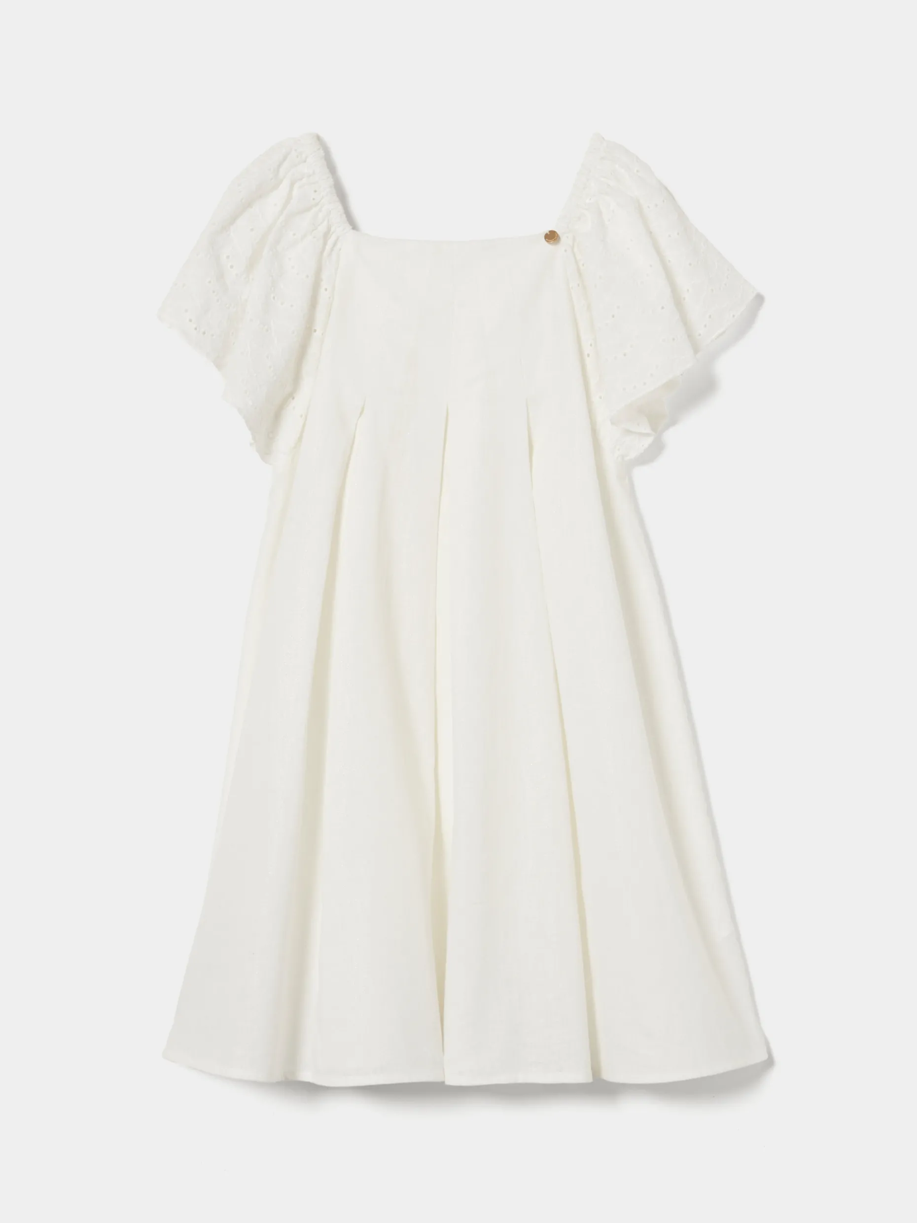 Vestido manga curta com bordado inglês