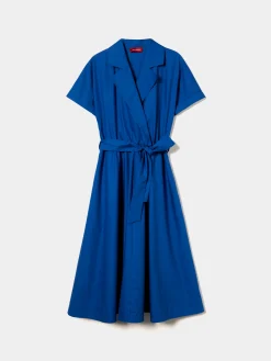 Vestido midi com decote de trespasse