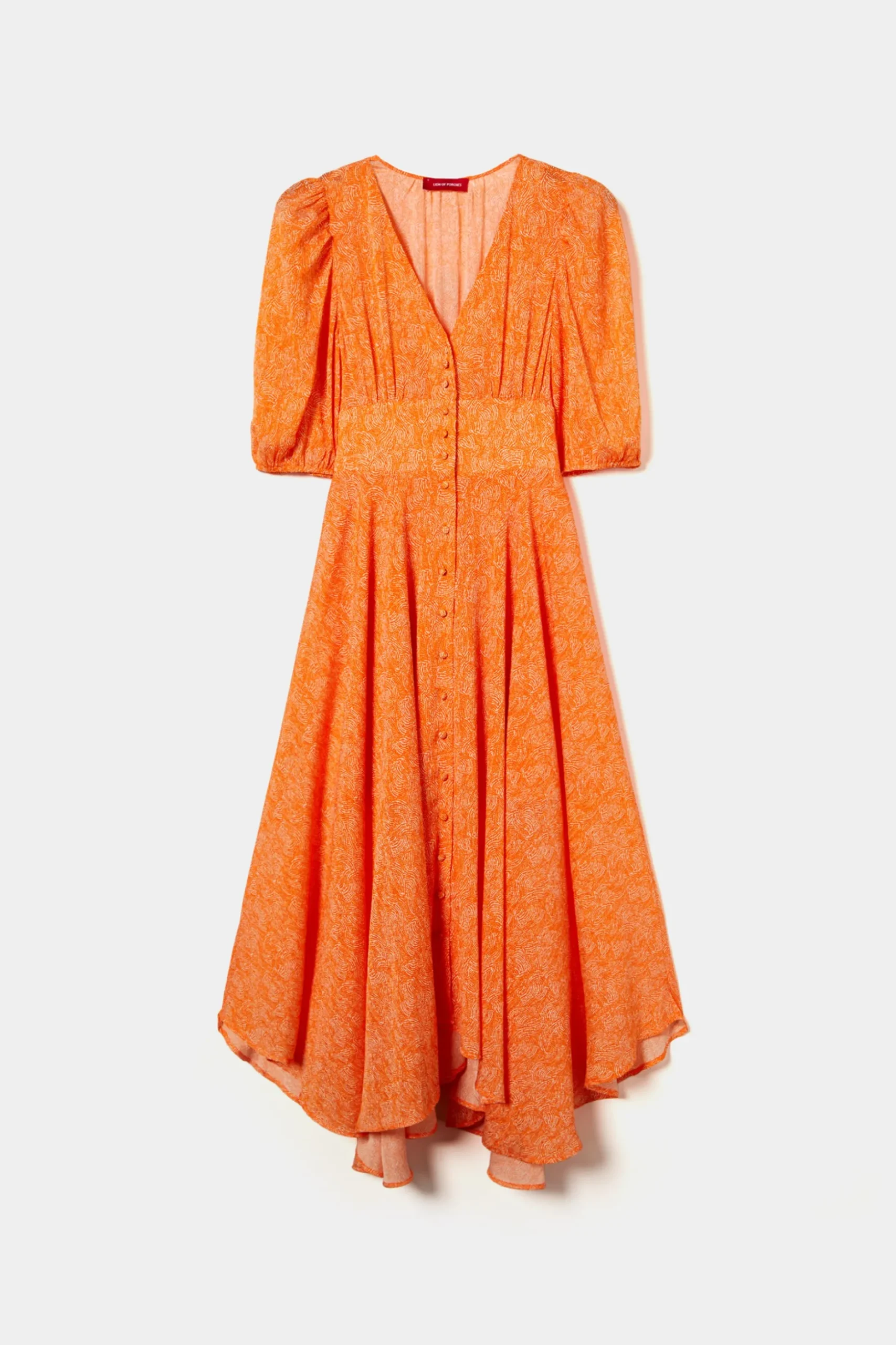 Vestido midi de manga curta com padrão