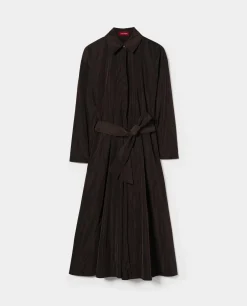 Vestido midi evasé com cinto