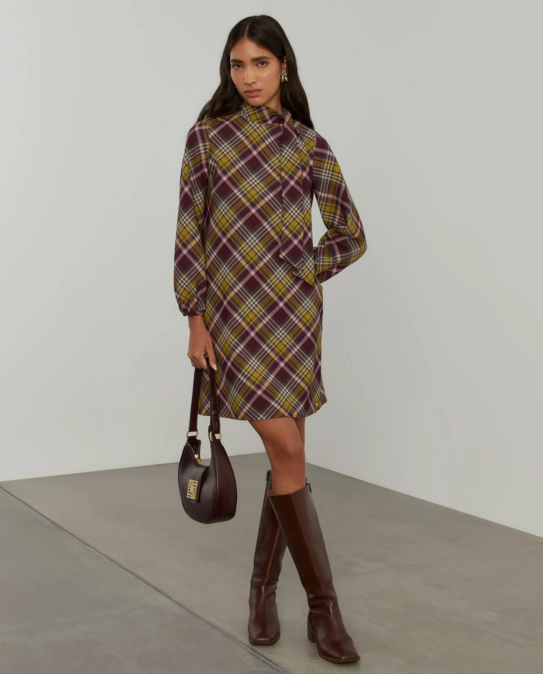 Vestido tartan manga comprida