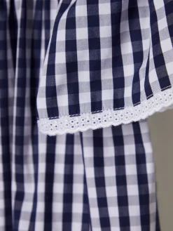 Vestido xadrez de manga curta